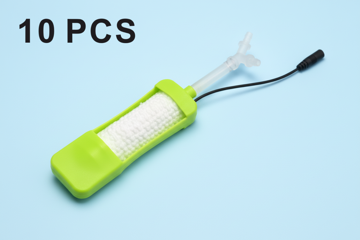 Green urinary incontinence aid with 10 pcs, featuring absorbent pad and tube design